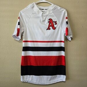 Champro Youth XL Baseball Jersey White Red Black Striped A's 99 Short Sleeve